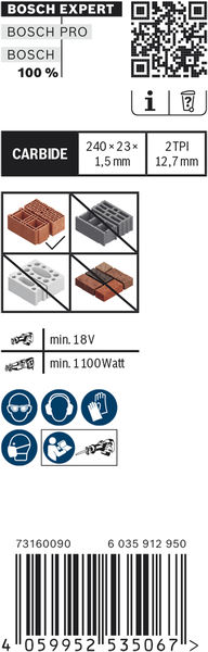 BOSCH EXPERT Säbelsägeblatt Hollow Brick S 1543 HM, 10 Stk.