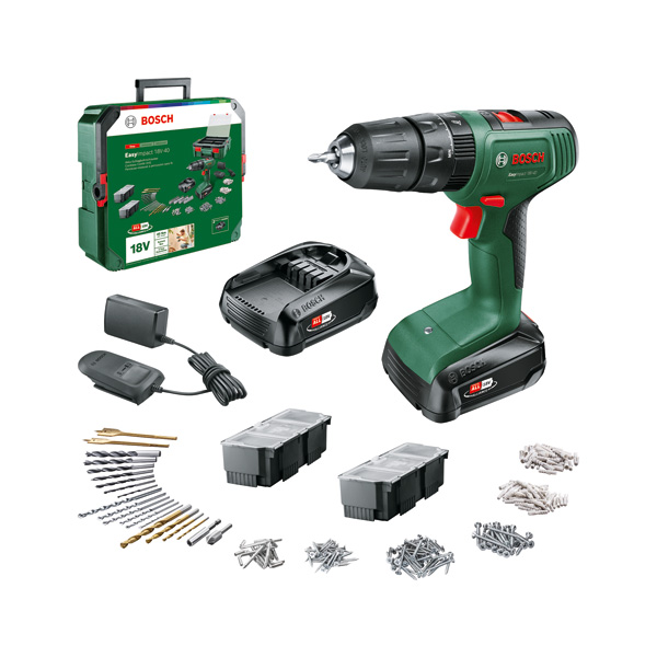BOSCH Akku-Schlagbohrmaschine EasyImpact 18V-40 + SystemBox, 2 x Akku PBA 18V 1.5Ah BOSCH Akku-Schlagbohrmaschine EasyImpact 18V-40 + SystemBox, 2 x Akku PBA 18V 1.5Ah