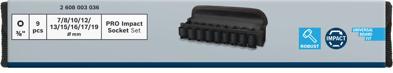 BOSCH PRO Impact Steckschlüsselsatz Set, 3/8", Standard, 9-tlg. BOSCH PRO Impact Steckschlüsselsatz Set, 3/8", Standard, 9-tlg.