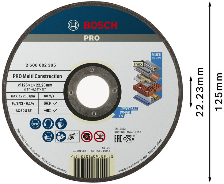 BOSCH PRO Multi Material Trennscheibe, 125 x 1 x 22,23 mm