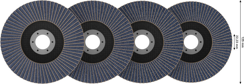 BOSCH X451 Fächerschleifscheiben Set, 125 x 22,23 mm, K40/K60/K80/K120, Z27, 60-tlg