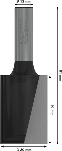 BOSCH PRO Nutfräser, zweischneidig, Ø 30 x L 40, Schaft 12 mm BOSCH PRO Nutfräser, zweischneidig, Ø 30 x L 40, Schaft 12 mm
