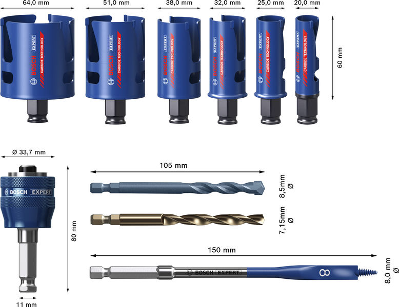 BOSCH EXPERT Construction Material Power Change Plus-Lochsägen-Set, 10-tlg. BOSCH EXPERT Construction Material Power Change Plus-Lochsägen-Set, 10-tlg.