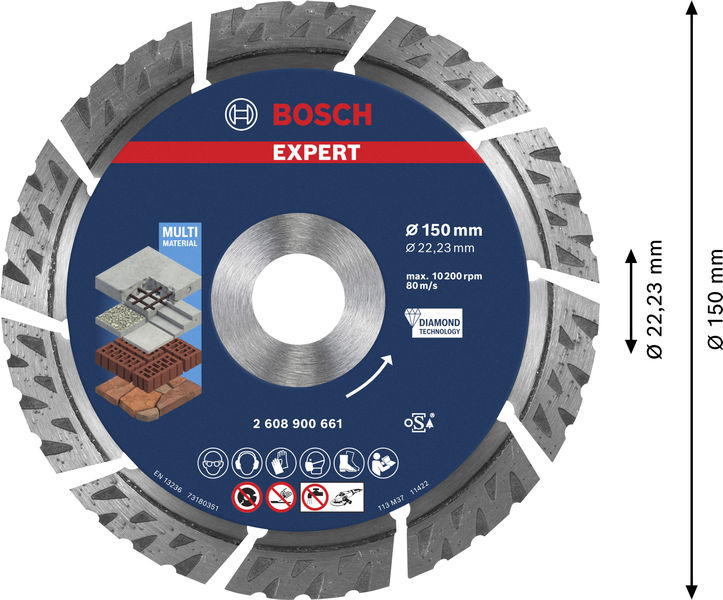 BOSCH EXPERT MultiMaterial Diamanttrennscheiben, 150 x 22,23 x 2,4 x 12 mm