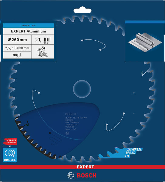 BOSCH EXPERT Aluminium Kreissägeblatt, 260x30 mm, Z80 BOSCH EXPERT Aluminium Kreissägeblatt, 260x30 mm, Z80