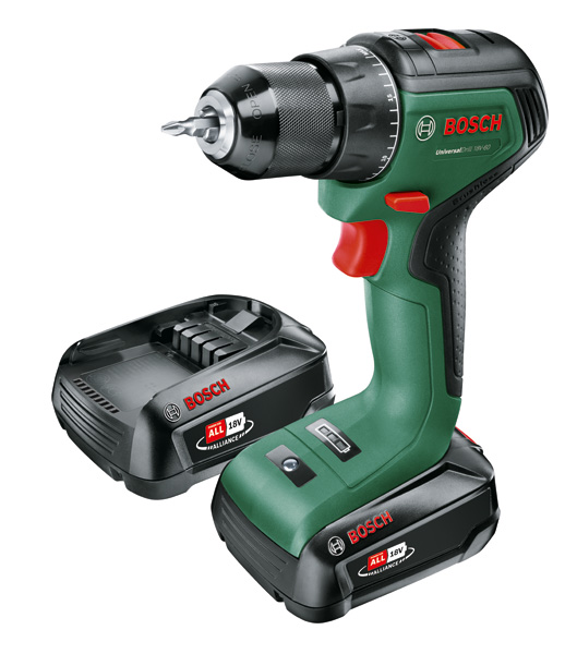 BOSCH Akku-Bohrschrauber UniversalDrill 18V-60, 2 x Akku PBA 18V 2.0Ah, Tragekoffer