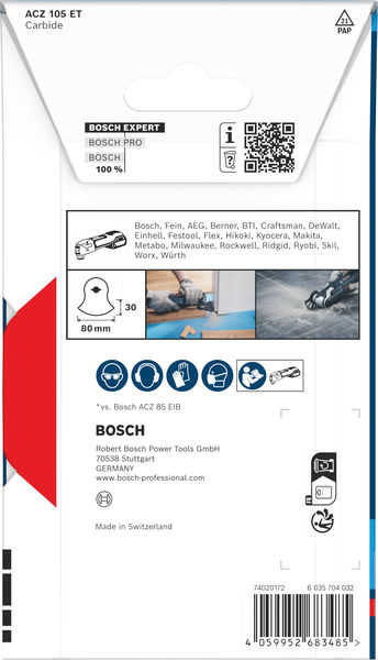 BOSCH EXPERT ACZ 105 ET Multi Material Segmentsägeblatt, 80 x 30 mm BOSCH EXPERT ACZ 105 ET Multi Material Segmentsägeblatt, 80 x 30 mm