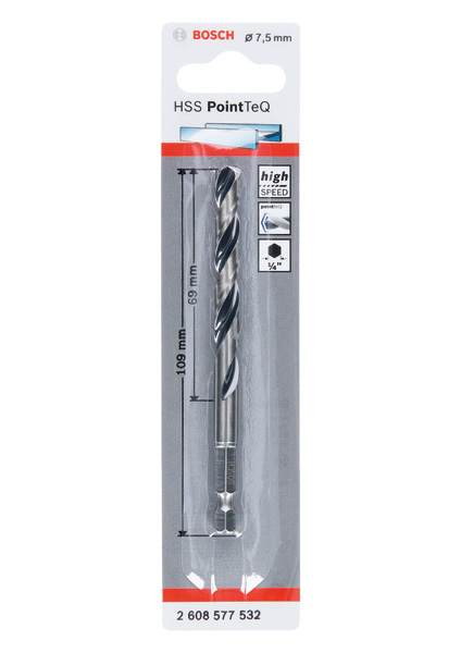 BOSCH HSS PointTeQ Sechskantbohrer 7,5 mm