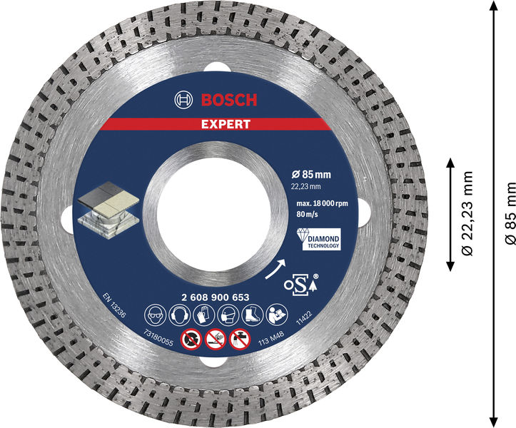 BOSCH EXPERT Hard Ceramic Diamanttrennscheibe, 85x22,23 mm BOSCH EXPERT Hard Ceramic Diamanttrennscheibe, 85x22,23 mm