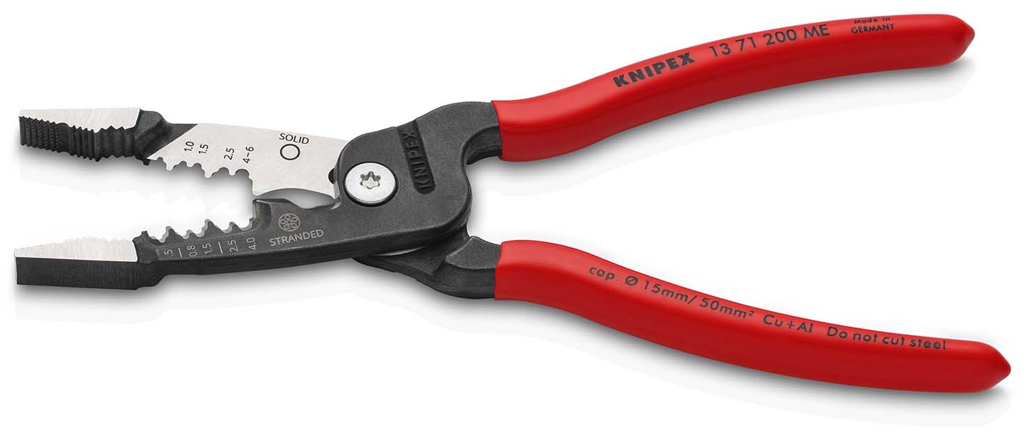 KNIPEX KNIPEX 13 71 200 ME Multifunktions-Elektrikerzange metrisches Modell 200 mm schwarz atramentiert mit Kunststoff überzogen poliert