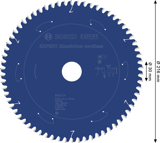 BOSCH EXPERT Aluminium Kreissägeblatt, 216x30 mm, Z66 BOSCH EXPERT Aluminium Kreissägeblatt, 216x30 mm, Z66