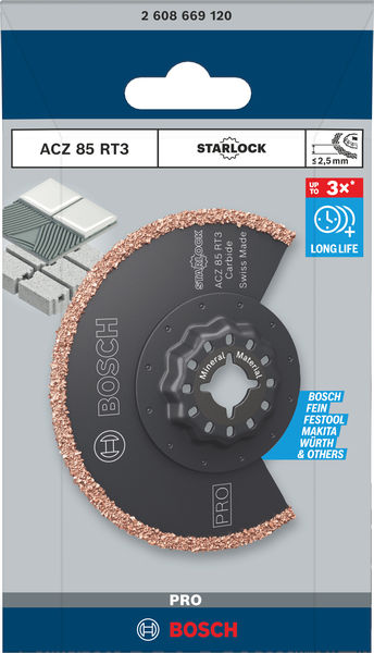 BOSCH PRO ACZ 85 RT3 Blatt für Multifunktionswerkzeuge, 85 x 2.5 mm BOSCH PRO ACZ 85 RT3 Blatt für Multifunktionswerkzeuge, 85 x 2.5 mm