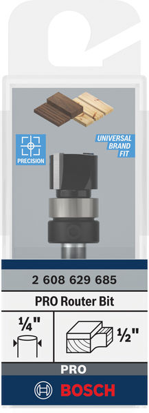 BOSCH PRO Bündigfräser, obenliegendes Führungskugellager, Ø 1/2" x L 3/8", Schaft 1/4"