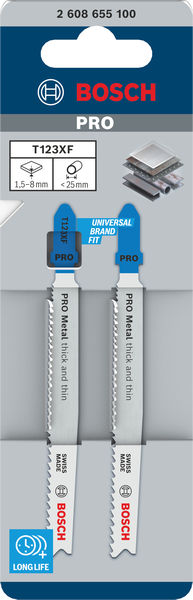 BOSCH PRO Metal thick and thin T123XF Stichsägeblatt, 100 mm, 2-tlg.