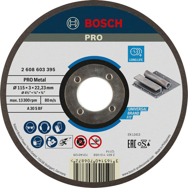BOSCH PRO Metal Gebundene Trennscheibe, 115 x 3 x 22,23 mm
