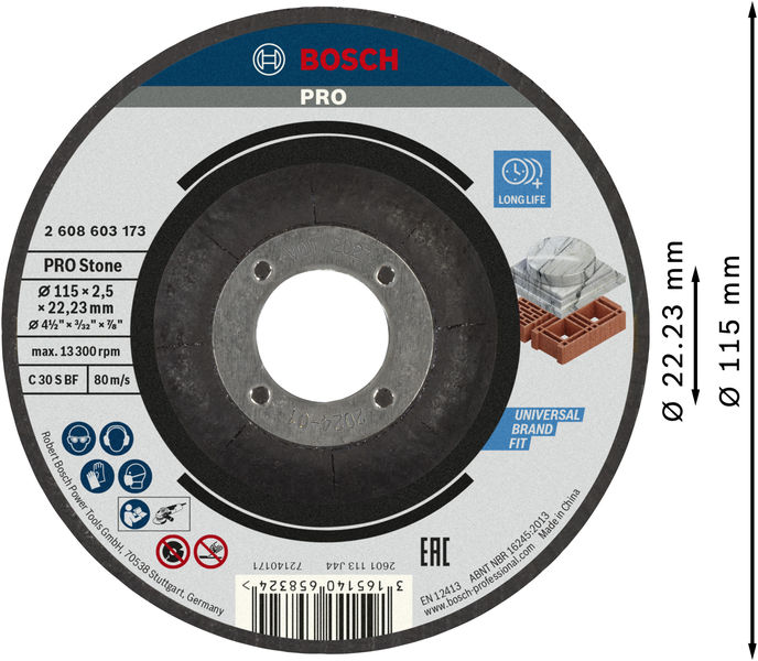 BOSCH PRO Stone Trennscheibe, 115 x 2,5 x 22,23 mm