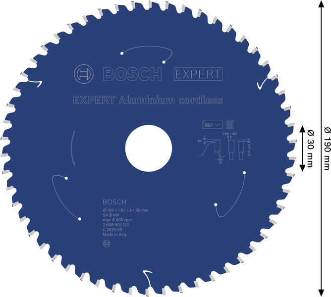 BOSCH EXPERT Aluminium Kreissägeblatt, 190x30 mm, Z54