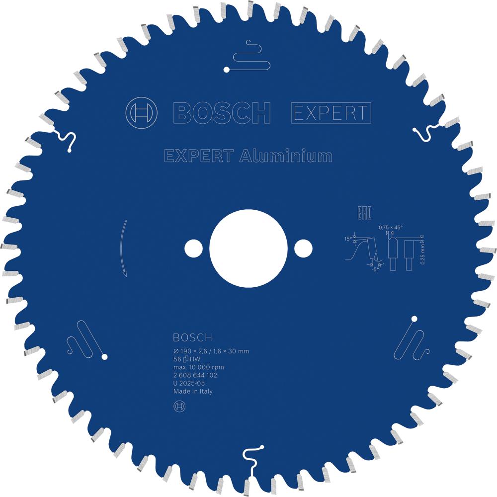 BOSCH Kreissägeblatt Expert for Aluminium, 190 x 30 x 2,6 mm, 56Z