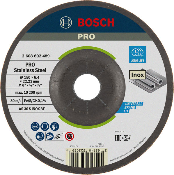 BOSCH PRO Stainless Steel Schruppscheibe, 150 x 6 x 22,23 mm BOSCH PRO Stainless Steel Schruppscheibe, 150 x 6 x 22,23 mm