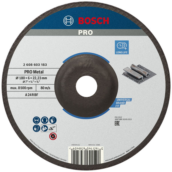 BOSCH PRO Metal Schleifscheibe, 180 x 6 x 22.23 mm BOSCH PRO Metal Schleifscheibe, 180 x 6 x 22.23 mm