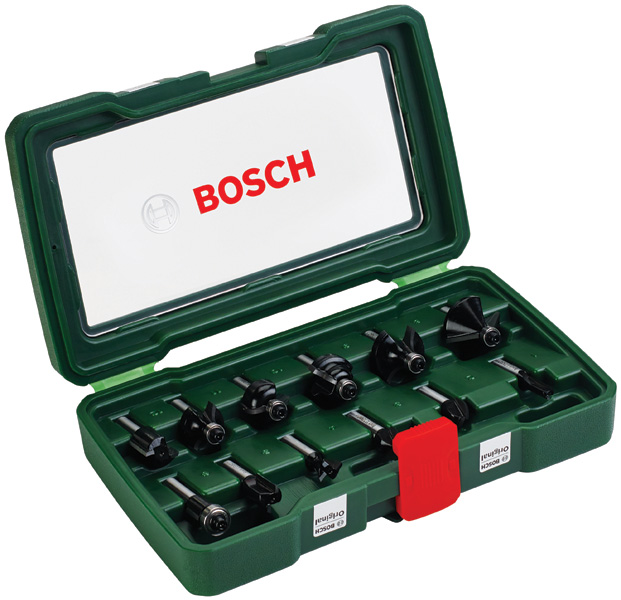 BOSCH 12-teiliges HM-Fräser-Set (8 mm Schaft)