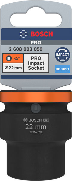 BOSCH PRO Impact Steckschlüsselsatz, 3/4", 22 mm, Standard BOSCH PRO Impact Steckschlüsselsatz, 3/4", 22 mm, Standard