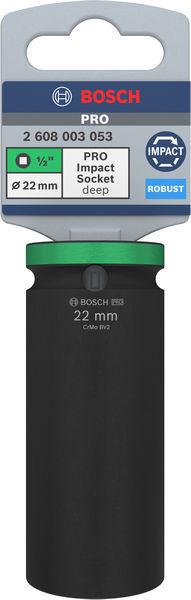 BOSCH PRO Impact Steckschlüsselsatz, 1/2", 22 mm, tief