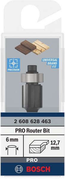 BOSCH PRO Bündigfräser mit untenlieg. Führungskugellager, Ø 12,7 x L 12,7, Schaft 6 mm BOSCH PRO Bündigfräser mit untenlieg. Führungskugellager, Ø 12,7 x L 12,7, Schaft 6 mm