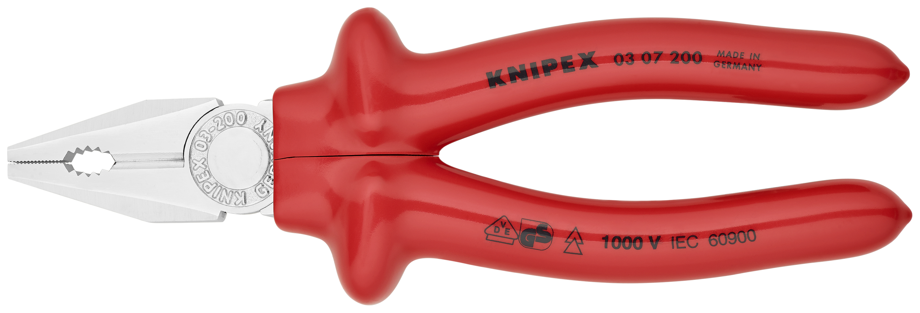 KNIPEX KNIPEX 03 07 200 Kombizange 200 mm verchromt tauchisoliert, VDE-geprüft