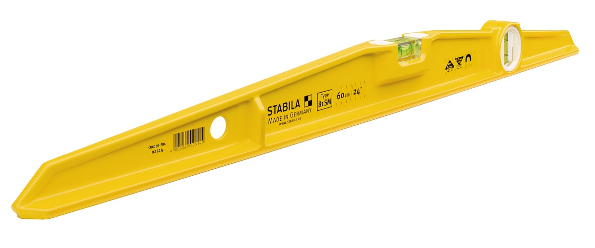 STABILA Magnet-Wasserwaage Type 81 SM , 60 cm, robustes Alu-Gussprofil, Ferrit-Magnetsystem, 1 Horizontal-Libelle, 1 Vertikal-Libelle, Made in Germany