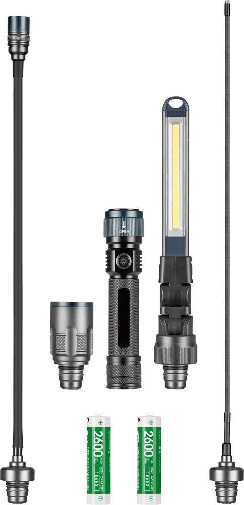 LENA LIGHTING Arbeitslampen Satz mit 2 Akkus Multi Light LED mit verschiedene Adapter 2 x Akku im Satz