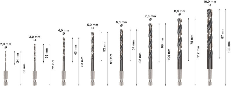 BOSCH PRO Metal HSS-G Impact Spiralbohrer Set, 8-tlg., in Box