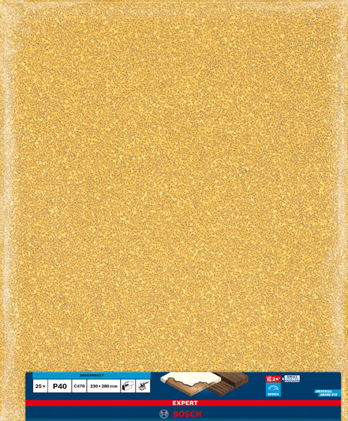 BOSCH EXPERT C470 Schleifblatt, 230x280mm, K40, keine Löcher BOSCH EXPERT C470 Schleifblatt, 230x280mm, K40, keine Löcher
