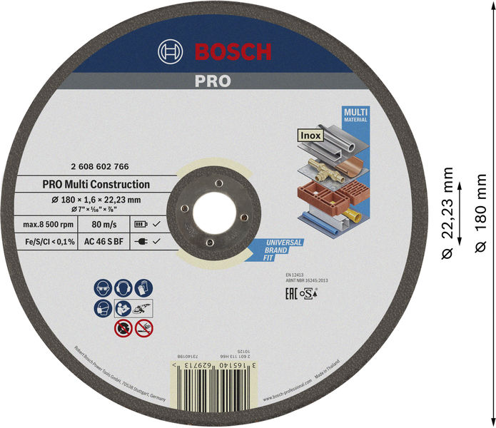 BOSCH PRO Multi Material Trennscheibe, 180 x 1.6 x 22,23 mm