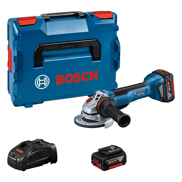 BOSCH Akku-Winkelschleifer GWS 18V-10 P, 2 x Akku GBA 18V 5.0Ah in L-BOXX