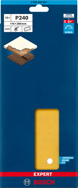 BOSCH EXPERT C470 Schleifblatt, 115x280mm, K240, 14 Löcher, 10-tlg.