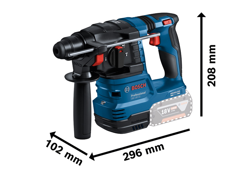 BOSCH Akku-Bohrhammer mit SDS plus GBH 18V-22, 2 x Akku GBA 18V 4.0Ah in L-BOXX 238