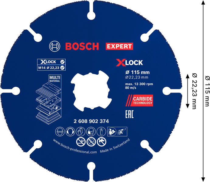 BOSCH EXPERT Multi Material Carbide-Trennscheibe, 115 x 1.6 x 22,23 mm, X-Lock BOSCH EXPERT Multi Material Carbide-Trennscheibe, 115 x 1.6 x 22,23 mm, X-Lock
