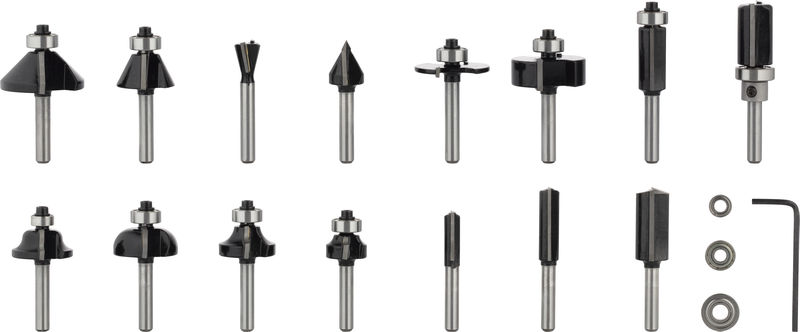 BOSCH PRO Nutfräser-Set, gemischt, Schaft 6 mm, 15-tlg