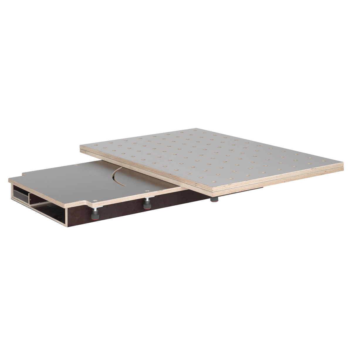 HOLZKRAFT Tischoberteil 120x80/160x120 cm, HPL Lochrasterplatte Ø20 mm, mit Schubkasten