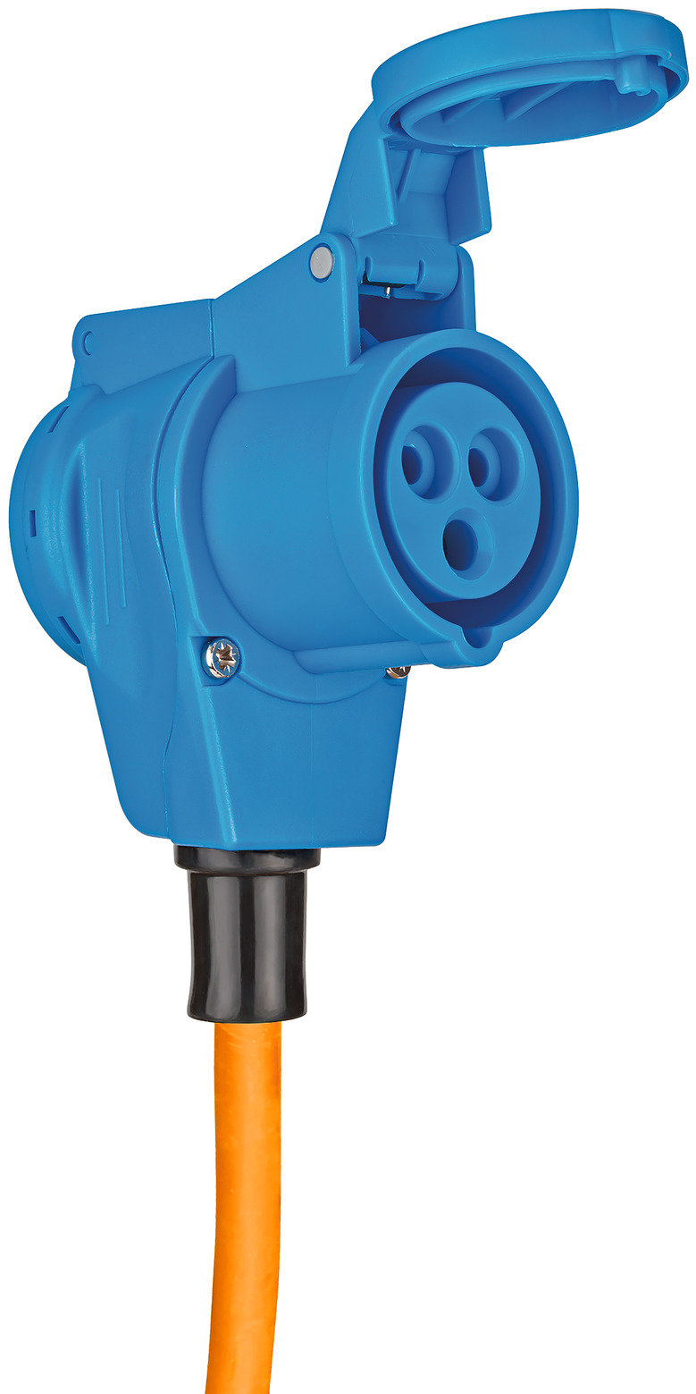 BRENNENSTUHL Brennenstuhl Camping CEE-Adapterleitung mit CEE-Stecker und Winkelkupplung inkl. Schutzkontakt-Kombisteckdose (1,5m Kabel in orange, 230V/16A, Einsatz im Außenbereich, Made in Germany)