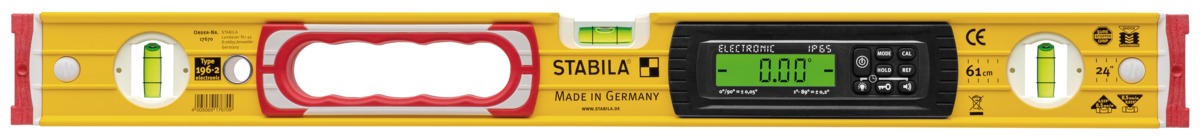 STABILA Elektronische Wasserwaage TECH 196, 81 cm, 2 Digital-Displays, Messbereich: 0° – 360° (4 x 90°), Anzeige-Modi: °, %, mm/m, in/ft, Schutzklasse IP 65, Wasserwaagen-Tasche STABILA Elektronische Wasserwaage TECH 196, 81 cm, 2 Digital-Displays, Messbereich: 0° – 360° (4 x 90°), Anzeige-Modi: °, %, mm/m, in/ft, Schutzklasse IP 65, Wasserwaagen-Tasche