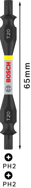 BOSCH PRO Impact Schrauberbit mit Doppelklingen und Pick and Click-Einsätzen, T20,65mm BOSCH PRO Impact Schrauberbit mit Doppelklingen und Pick and Click-Einsätzen, T20,65mm