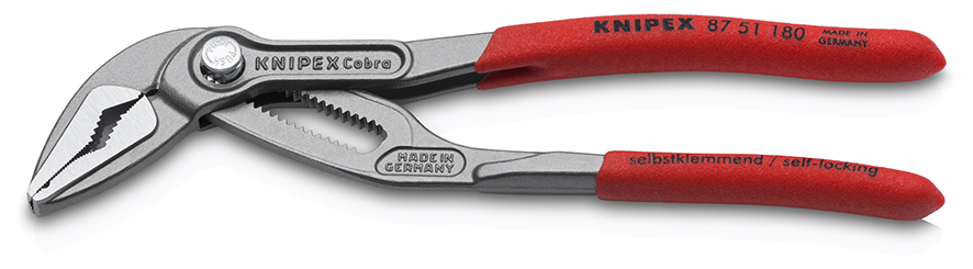 KNIPEX KNIPEX 87 51 180 Cobra® ES Wasserpumpenzange extra-schlank 180 mm grau atramentiert mit rutschhemmendem Kunststoff überzogen poliert KNIPEX KNIPEX 87 51 180 Cobra® ES Wasserpumpenzange extra-schlank 180 mm grau atramentiert mit rutschhemmendem Kunststoff überzogen poliert