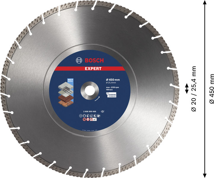 BOSCH EXPERT Multi Material Diamanttrennscheibe, 450x25,40 mm BOSCH EXPERT Multi Material Diamanttrennscheibe, 450x25,40 mm
