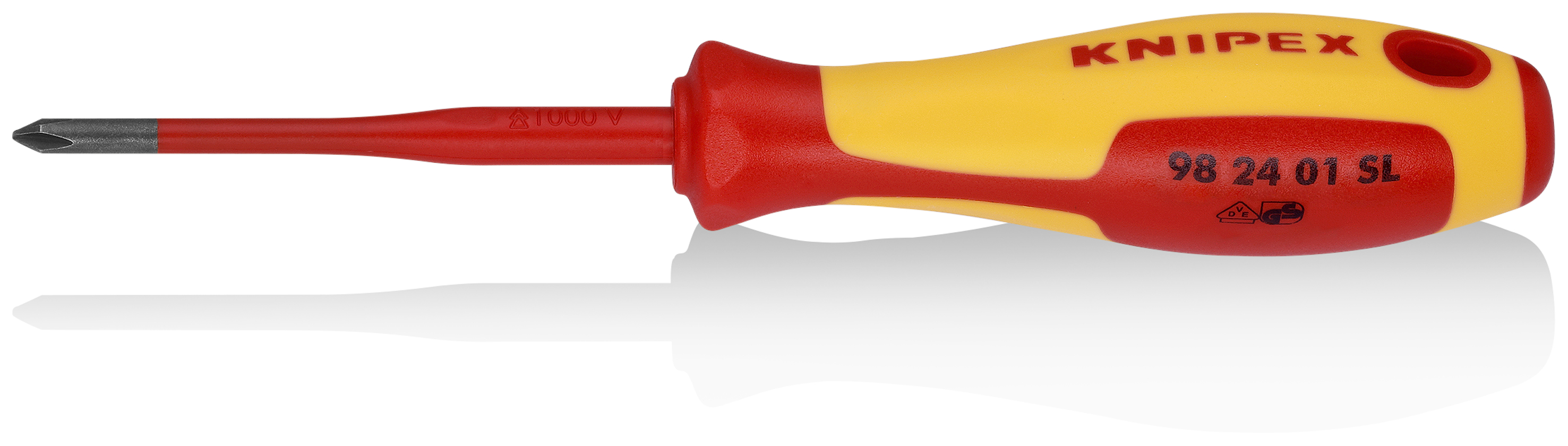 KNIPEX KNIPEX 98 24 01 SL Schraubendreher (Slim) für Kreuzschlitzschrauben Phillips® 187 mm brüniert isolierender Mehrkomponenten-Griff, VDE-geprüft
