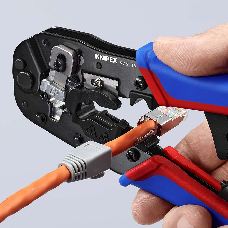 KNIPEX KNIPEX 97 51 13 Crimpzange für RJ45-Westernstecker 190 mm brüniert mit Mehrkomponenten-Hüllen KNIPEX KNIPEX 97 51 13 Crimpzange für RJ45-Westernstecker 190 mm brüniert mit Mehrkomponenten-Hüllen