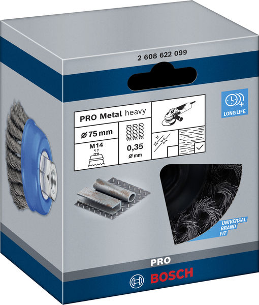 BOSCH PRO Metal heavy Topfbürste, 75 x 0,35 mm, Gewinde