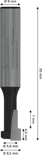 BOSCH PRO T-Nutfräser, Ø 8,5 x Ø 5,6, Schaft 8 mm BOSCH PRO T-Nutfräser, Ø 8,5 x Ø 5,6, Schaft 8 mm