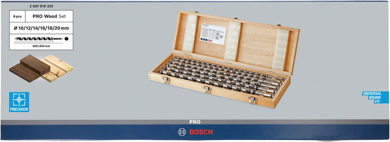 BOSCH PRO Wood Holzschlangenbohrer Set, L450 mm, 6-tlg.